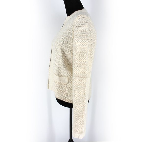 NWT Sandro Crepide Tweed Highneck Cardigan Size 3 - Picture 4 of 6